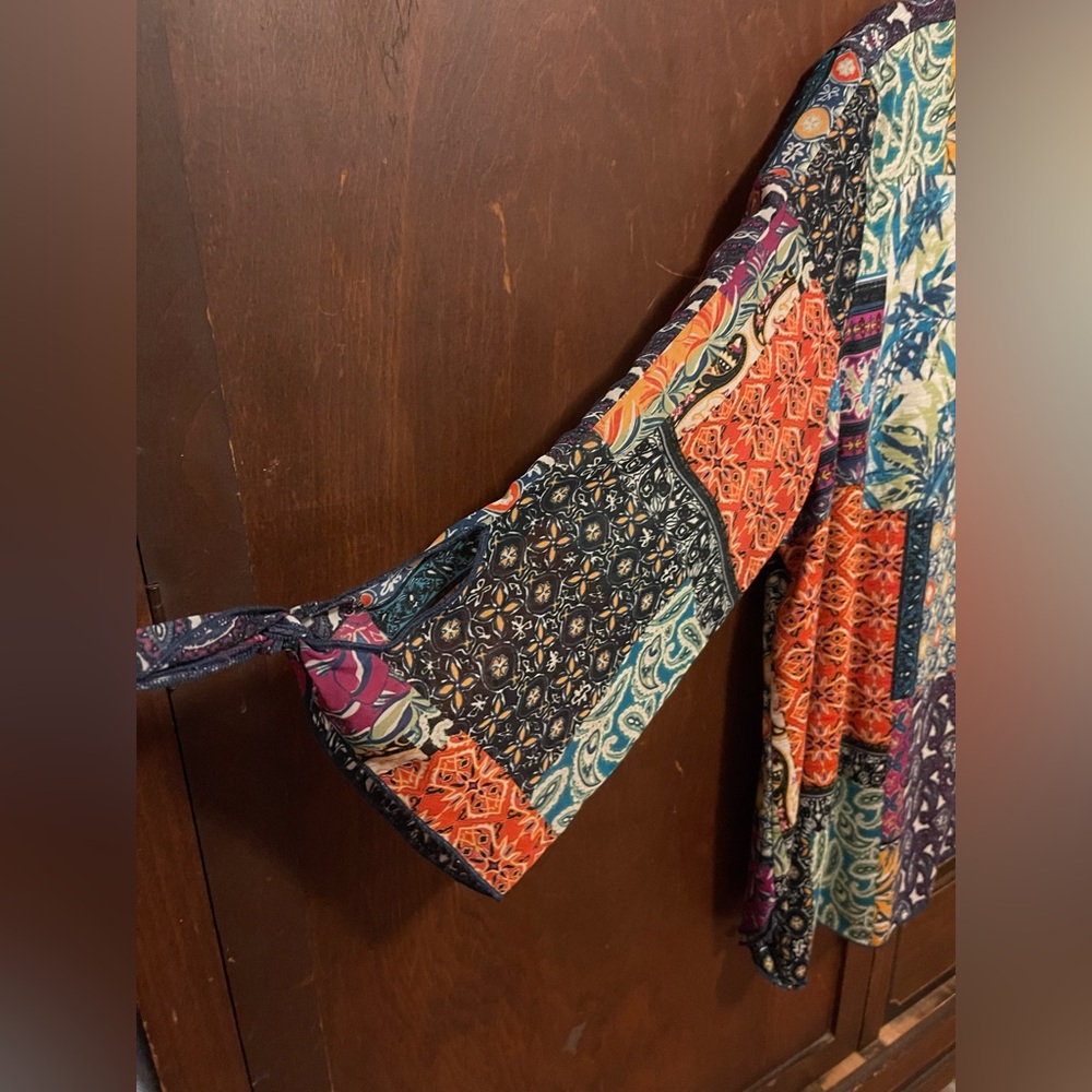 Multiples Multicolor Patchwork Blouse Size 1x - image 7